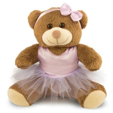 Imagem de Ursinha de Pelúcia Bailarina 30cm Decoração Infantil - Toybrink, Marro