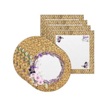 Imagem de Kit Sousplat + Guardanapo Lavanda Rústico - NSW, Sem base, 4 Peças