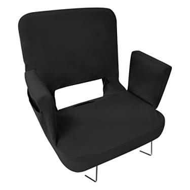 Imagem de TOPSKY Assento de estádio com suporte para as costas, 3 posições reclináveis, assentos largos para arquibancada com 2 assentos de piquenique (preto, regular (assento 43 cm)