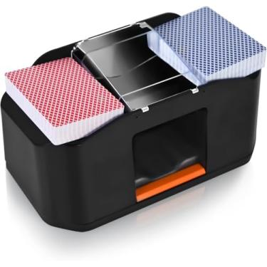 Imagem de YOOUT Baralhador de cartas silencioso de 2 baralhos, embaralhador elétrico automático recarregável de 2000 MAh, cartas de baralho, Texas Hold'em, pôquer, jogos de cartas em casa, Blackjack
