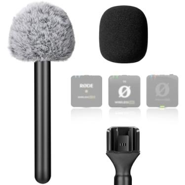 Imagem de Frgyee Adaptador de microfone portátil para Rode Wireless GO II, adaptador de mão para microfone de entrevista com para-brisas sem fio para Wireless Pro, Wireless ME