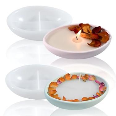 Imagem de BIGEBO Molde oval de concreto de resina, 2 peças, bandeja de armazenamento em forma de barco, molde de resina epóxi para joias faça você mesmo, bandeja de velas de soja, doces, suculentas, decoração