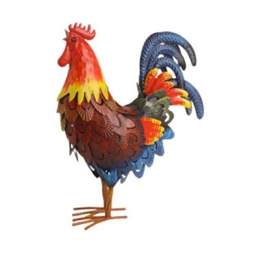 Imagem de Bothyi Ferro Jardim Estátua, Estatueta Animal Quintal Art Figure Gramado Ornamento Frango Escultura para Entrada, Pátio, Pátio, Cerca