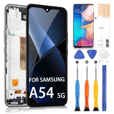 Imagem de Substituição de tela para Samsung Galaxy A54 5G A546 - para Galaxy A54 5G LCD Display Digitalizador SM-A546E A546B A546U Montagem de tela sensível ao toque com kits de reparo (preto com moldura)