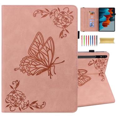 Imagem de Dteck Capa para Samsung Galaxy Tab S9 FE 27.7 cm/S9/S8/S7 27.9 cm, Padrão Borboleta Slim Stand Shell Slots para Cartões, Capa Carteira de Couro PU Capa Protetora à Prova de Choque com Suporte de Lápis