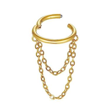 Imagem de ENONTY Brincos de cartilagem de titânio 16G Argola 7 mm 9 mm Helix Piercing Joia com correntes simples/duplas/triplas, clicker articulado hipoalergênico, 7mm and 9mm, Titânio, Sem Pedra Preciosa