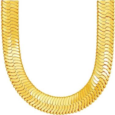 Imagem de Colar de corrente de espinha de peixe grande e pesado IFIX 30 polegadas de comprimento 12 mm de largura, 90 s Hip Hop Corrente de joias brilhante 18K Costume corrente dourada