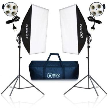 Imagem de Kit 2 softbox quadruplo com 2 tripés e uma bolsa - Leco Shop
