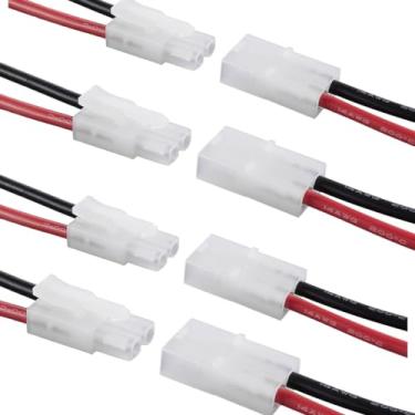 Imagem de Daohaodeli Cabo Adaptador De Conector De Plugue Tamiya De 2 Pinos Compatível Com Conectores Macho E Fêmea De Bateria Tamiya 4 Pares Com Cabo 14Awg De 10 Cm, Para Automóvel, Motocicleta, Carro Rc, Fi