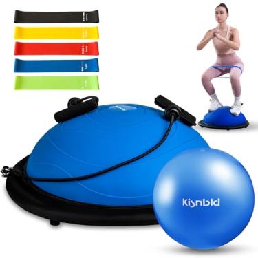 Imagem de kisnbld Bola De Equilíbrio Inflável Half Balance Ball Trainer Com Bola De Pilates E Faixas De Resistência, Meia Bola De Ioga Antiderrapante Para Exercícios De Corpo Inteiro Em Academias Em Casa