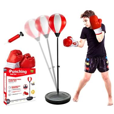 Imagem de Saco de pancadas para crianças, saco de boxe infantil com suporte, 3, 4, 5, 6, 7, 8, 9, 10 anos, ajustável, equipamento de boxe com luvas de boxe, conjunto de boxe como presente para meninos e meninas
