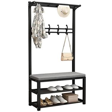 Imagem de Cabideiro Banco de sapatos com prateleira de armazenamento, cabideiro, economia de espaço com almofada de esponja e almofada antiderrapante para o quarto, corredor, sala de estar, 60/80/100 cm