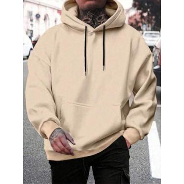 Imagem de Blusa de Frio Casaco Moletom Canguru Flanelado Liso Sem Estampa Liso E