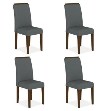 Imagem de Kit 4 Cadeiras Estofadas Londres Imbuia/cinza - Moveis Arapongas - A M