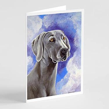 Imagem de Caroline's Treasures 7063GCA7P Cartões de felicitações e envelopes Azure Skies Weimaraner, pacote com 8, 7 x 5, multicolorido