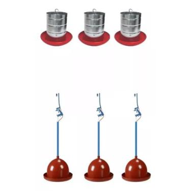 Imagem de 3un Bebedouro Pendular +3 Comedouro 5kg Galinha Caipira Aves - pet sol