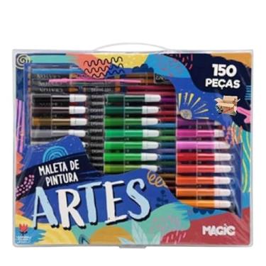 Imagem de KIT Escolar Infantil Maleta Estojo De Pintura - Canetinhas - Aquarela 150 Pçs (150Pç Artes)