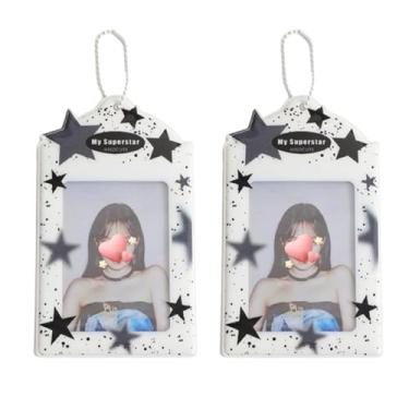 Imagem de Hileapx Porta-cartões fotográficos Stars Kpop, lindo porta-cartões de foto de PVC de 7,6 cm para álbum Kpop Idol, cartão de crédito e cartão bancário (sem cartão fotográfico) (preto)