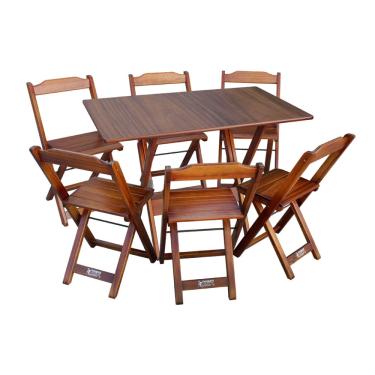 Imagem de Jogo Dobrável para Bar e Restaurante 70x110cm com 6 Cadeiras Imbuia