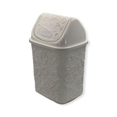 Imagem de Lixinho De Banheiro Pia Basculante Renda 4,5 Litros Lixeira Trabalhada