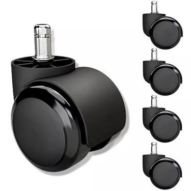 Imagem de Rodízios para Cadeira de Escritório, 50mm, Nylon Preto, Kit com 5 Unidades