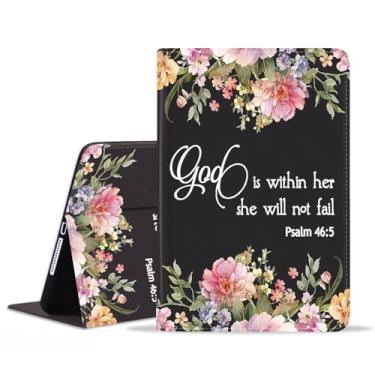 Imagem de POIUYTREW Capa para Samsung Galaxy Tab A9 Plus modelo 2023 de 11 polegadas (SM-X210/X216/X218), capa inteligente de couro PU com suporte e despertar/hibernar automaticamente, citação floral, versículo