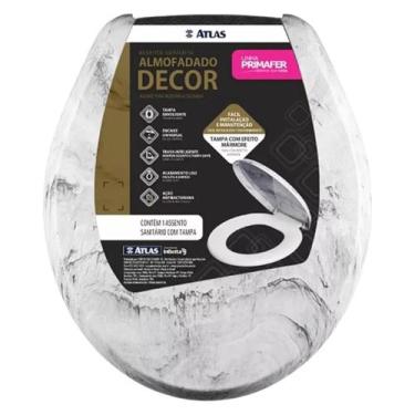 Imagem de Assento Tampa Vaso Sanitário Mármore Almofadado Oval Universal Branco 