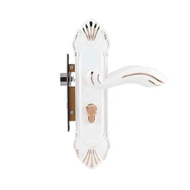 Imagem de Maçaneta estilo europeu fechadura de porta de cerâmica elegante armários mudo mecânicos para decoração de quarto de casa maçaneta terno branco