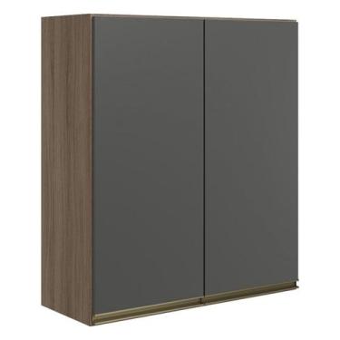 Imagem de Armario Aereo 2 Portas MDF 60 cm Kali 12205 Carvalho Toq Chumbo Niciol