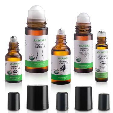 Imagem de Conjunto de óleo de rícino Roll on Set rajosee Organic, 5 unidades para pele e cabelo