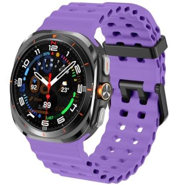 Imagem de SPINYE Pulseiras de relógio compatíveis com Samsung Galaxy Watch Ultra de 47 mm, macia, respirável, oceânica, de silicone esportivo, sem lacunas, para Galaxy Watch 7 Ultra de 47 mm (2024), feminino e