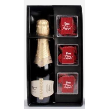 Imagem de Kit Com Mini Chandon E 3 Caixas De Dragee 50G Preto