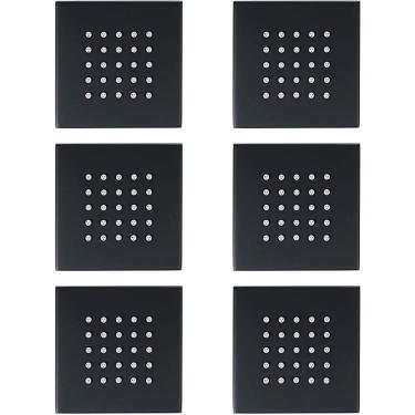 Imagem de Sprays De Corpo De Chuveiro Pretos, Jatos De Spray De Massagem De Chuveiro Quadrados, Pulverizador Lateral De Latão, Chuveiro De Hidrojato, Chuveiro De Alta Pressão, Chuveiro De Parede, 6pcs