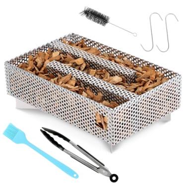 Imagem de AMGSH Caixa para defumador de pellets de 12 horas, como tubo de fumaça para defumador de pelotas, para carne, peixe, queijo e carne de porco quente e fria, compatível com qualquer churrasqueira ou