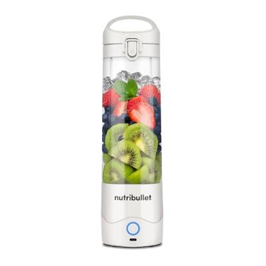 Imagem de nutribullet Liquidificador portátil, sem fio, recipiente de 590 ml, liquidificador pessoal para vitaminas, recarregável USB-C, branco, NBPB50100W