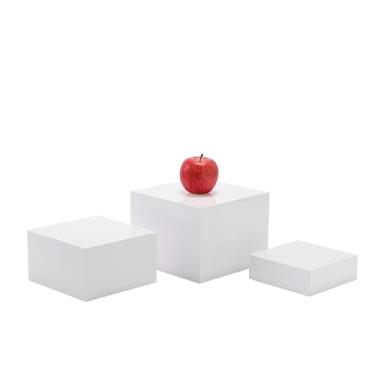 Imagem de BEYLANG Suportes De Acrílico Para Buffet, Prateleira Exposição Catering, Sobremesas, Itens Colecionáveis, Joias, Figuras, Encaixe Exibição Em Cubo Com Fundo Oco (6", 7", 8" - Branco Brilhante)