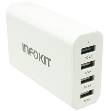Imagem de Carregador de Mesa com 4 USB 40W QC2.0 Carrega Rápido Cabo de Energia 150cm Infokit IF4U-SQ340