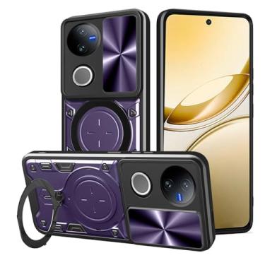 Imagem de Elubugod Capa compatível com Vivo V50 5G, com capa de lente de câmera deslizante compatível com Vivo V50 5G V2427 capa roxa