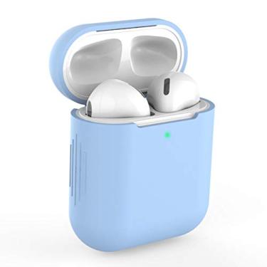 Imagem de Capa de silicone para AirPods Capa de fone de ouvido para AirPods à prova de choque Bluetooth sem fio capa protetora acessórios para Apple Airpods (azul celeste)