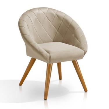 Imagem de Poltrona Pufes Lais Decorativa Pes Retro de Madeira - Sonho da Mamae, 