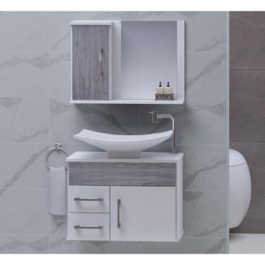 Imagem de Gabinete Para Banheiro Com Cuba E Espelheira Turin Contarini Cinza