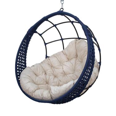 Imagem de Balanço Ninho Suspenso + Mola E Mosquetão Corda Náutica Azul Almofada Impermeável Branco