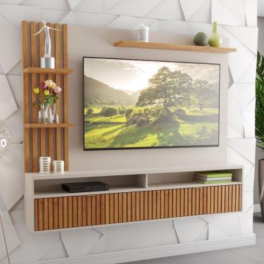 Imagem de Painel Para Tv Até 65" 1 Porta Provence Viero Off White/Mel