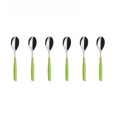 Imagem de Colher Café 15cm Inox 6 Peças Verde Limão Glamour Bugatti
