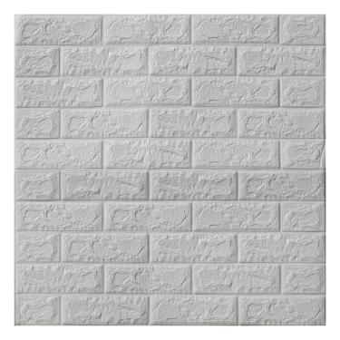 Imagem de Painel Placa 3d Auto Adesivo Tijolinho Branco Alto Relevo 70x80cm