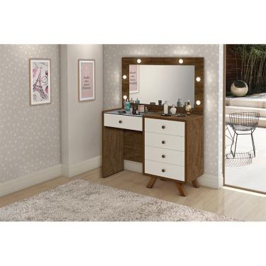 Imagem de Penteadeira Camarim Com Led E Espelho Luna Malbec Off White