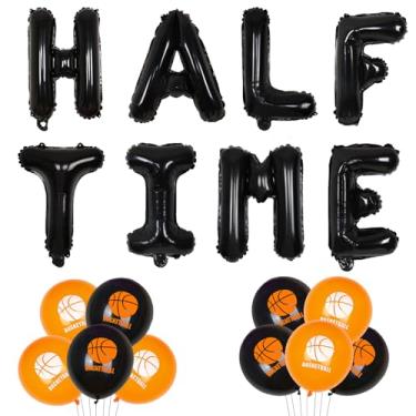 Imagem de JOYMEMO Basketball Half Time Birthday Party Decorations for Boys, Half Time Basketball Balloons, for 6 Months Parties, It's Game Time Basketball Decor, Sport Theme Birthday Party Supplies