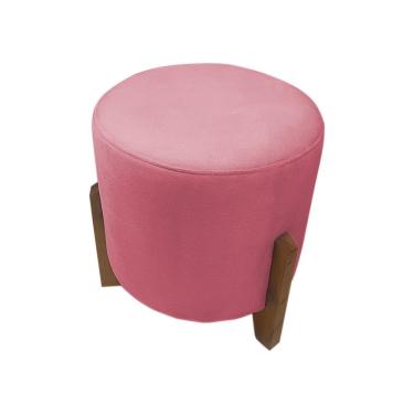 Imagem de Puff Banqueta Decorativo Redondo Sala De Estar Thor Suede Cor:rosa