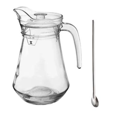 Imagem de Jarra De Vidro Com Tampa Suco água 1.5 Litros + Colher Bailarina