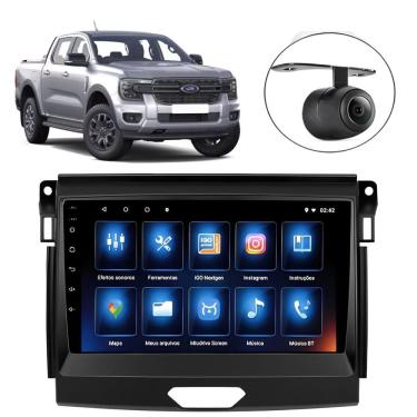Imagem de Central Multimídia Android 2 Din Ford Ranger Moldura 9 Câmera Ré